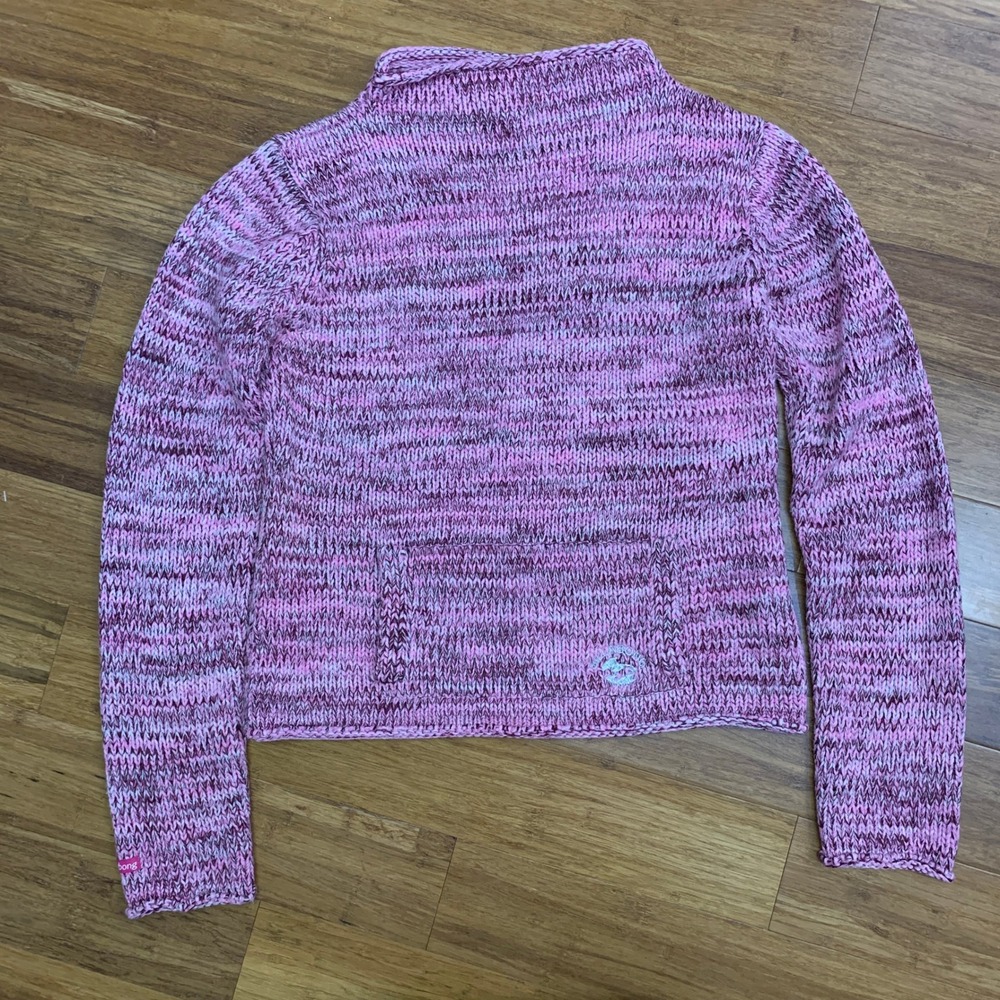 Billabong Knit Sweater Womens‎ Size Large Pink Purple Mock Neck Wool Blend Y2K